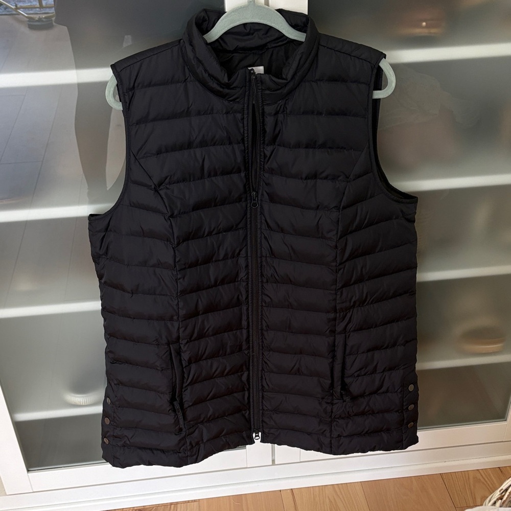 J. Jill Women's Black Quilted Down Vest tunic length -XL